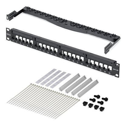 1U BLANK KEYSTONE PATCH PANEL 24 PORT/UTP/CABLE MANAGEMENT BAR (C6PANELUTP241UCM)