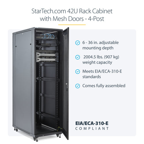 42U SERVER RACK CABINET 4 POST NETWORK EQUIPMENT RACK ENCLOSURE