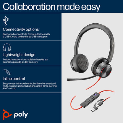 POLY BW 8225-M USB-C HS USB-C/A +USB-C/A