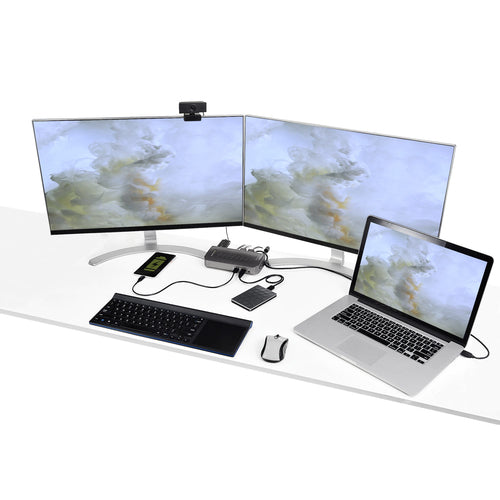 USB C USB A DOCK DUAL MONITOR HYBRID UNIVERSAL ETHERNET HDMI DP