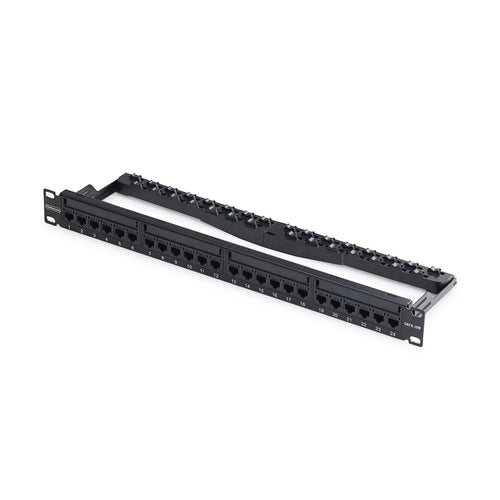 1U FEED THROUGH PATCH PANEL 24 PORT WITH RJ45 INLINE COUPLERS (C6PANELUTP241UFT)