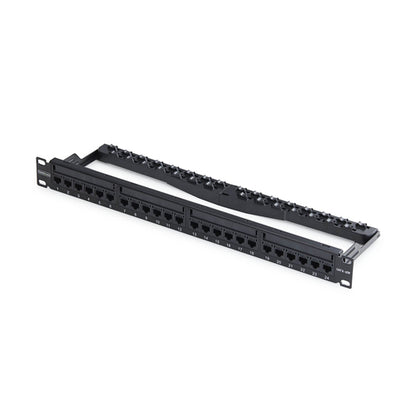 1U FEED THROUGH PATCH PANEL 24 PORT WITH RJ45 INLINE COUPLERS (C6PANELUTP241UFT)