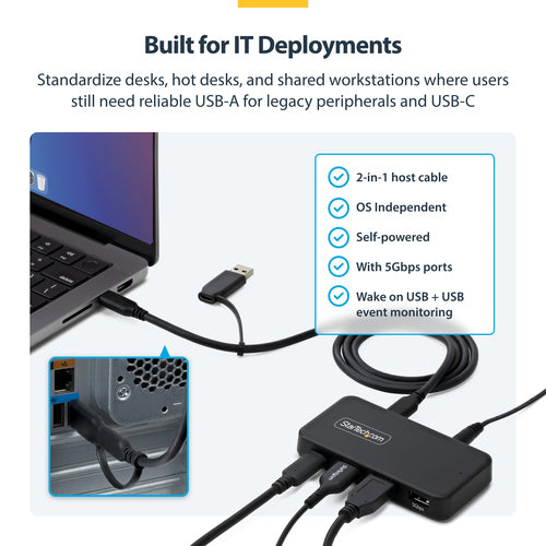 4-PORT USB-C  USB-A HUB 5GBPS SELF-POWERED (311NA-USB-HUB)
