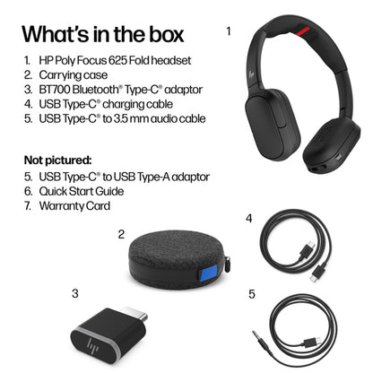 HP POLY FOCUS 625 HEADSET + WIRELESS CHARGE STAND WW (C56XXAA#AC3)