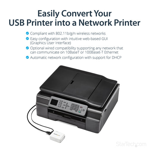 WIRELESS PRINT SERVER 1 PORT USB WIFI NETWORK PRINT SERVER