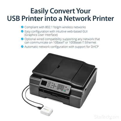 WIRELESS PRINT SERVER 1 PORT USB WIFI NETWORK PRINT SERVER