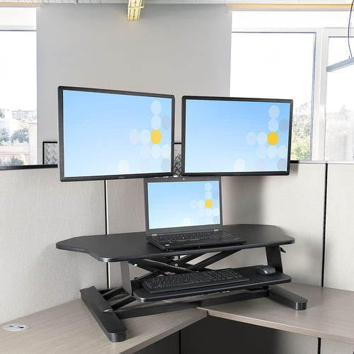 CORNER SIT STAND DESK CONVERTER KEYBOARD TRAY ADJUSTABLE HEIGHT