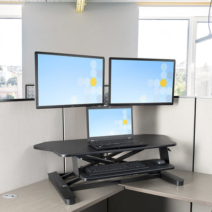 CORNER SIT STAND DESK CONVERTER KEYBOARD TRAY ADJUSTABLE HEIGHT