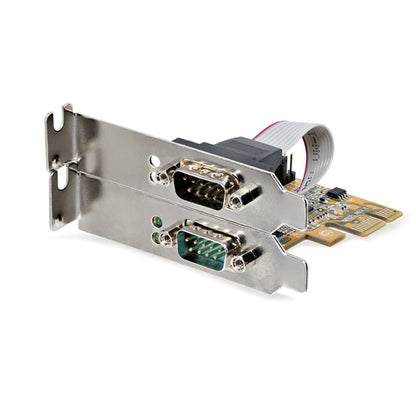 PCIE DUAL SERIAL PORT CARD - 16C1050 UART 5V/12V STATUS LIGHTS