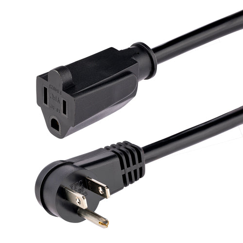 1FT POWER EXTENSION CORD RIGHT ANGLE NEMA 5-15P TO 5-15R FLAT PLUG