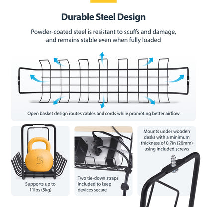 UNDER DESK CABLE MANAGEMENT - BASKET STYLE CABLE ORGANIZER TRAY