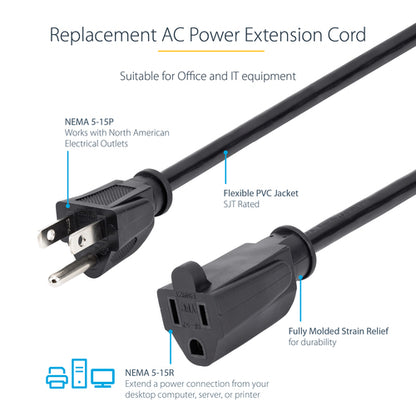 6FT POWER EXTENSION CORD NEMA 5-15R TO 5-15P COMPUTER POWER CORD