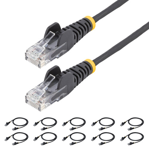 SLIM CAT6 CABLE 10 PACK BLACK SLIM SNAGLESS RJ45 UTP PATCH CABLE (N6PAT6INBKS10PK)