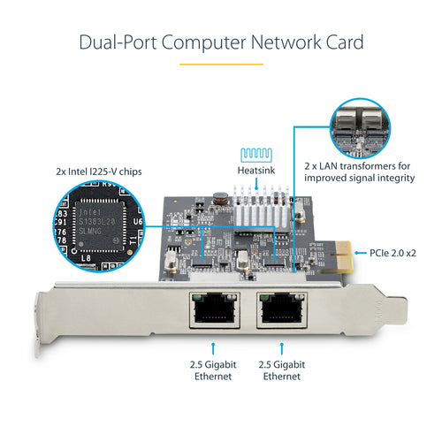 2-PORT 2.5G PCIE NETWORK CARD - DUAL NBASE-T ETHERNET CARD