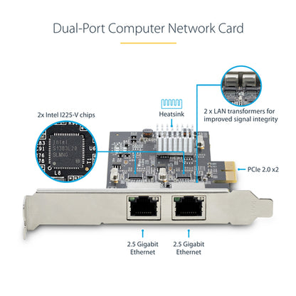 2-PORT 2.5G PCIE NETWORK CARD - DUAL NBASE-T ETHERNET CARD
