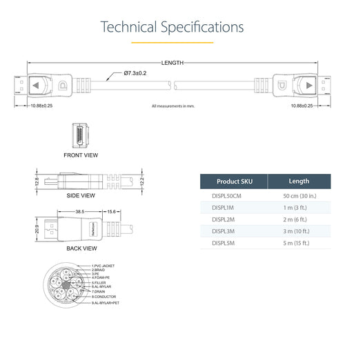 2M CERTIFIED DISPLAYPORT 1.2 CABLE - DP TO DP - 4K X 2K