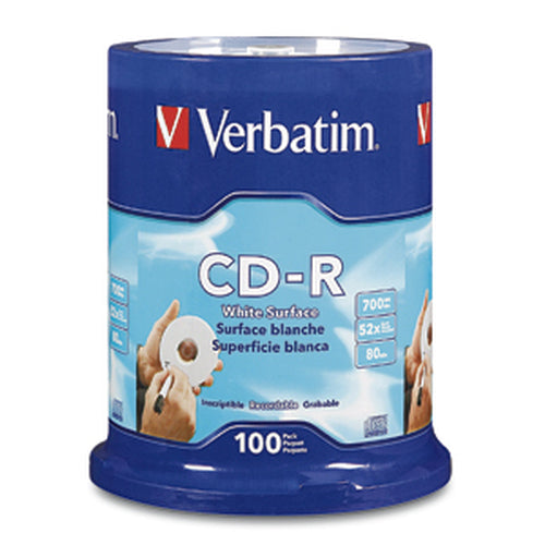 100PK CDR 52X 700MB 80MIN BLANK WHITE SURFACE NON-PRINTABLE SPINDLE (94712)