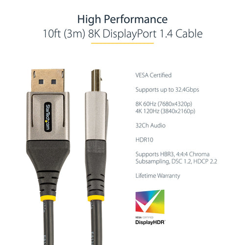 10 8K DISPLAYPORT 1.4 CABLE DP 1.4 HBR3 VIDEO CORD VESA CERTIFIED