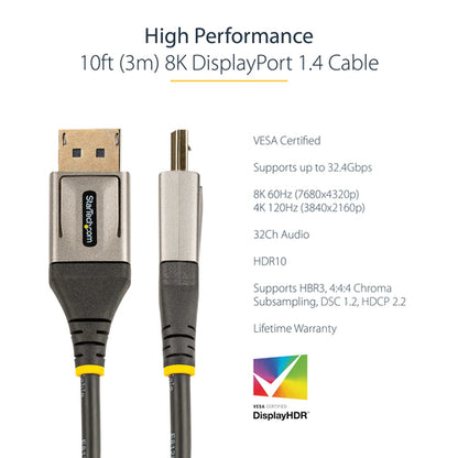 10 8K DISPLAYPORT 1.4 CABLE DP 1.4 HBR3 VIDEO CORD VESA CERTIFIED