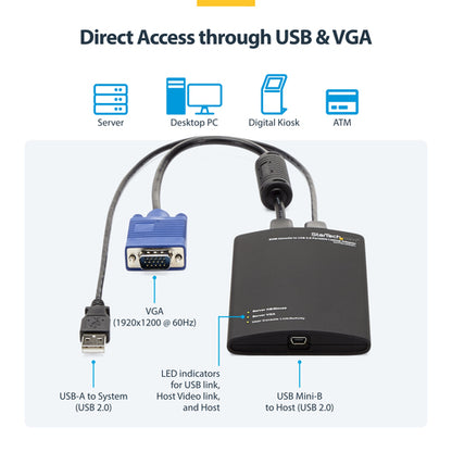 CRASH CART ADAPTER KVM CONSOLE LAPTOP USB VGA PORTABLE KVM CONSOLE