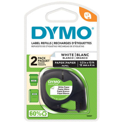 1/2IN X 13FT.LETRATAG WHITE PAPER TAPE