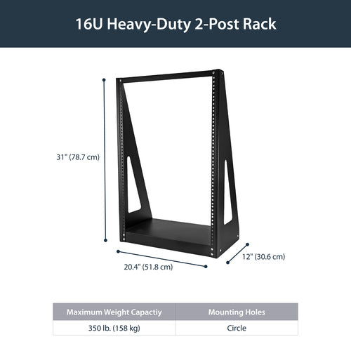 16U OPEN FRAME SERVER RACK 2 POST NETWORK EQUIPMENT RACK