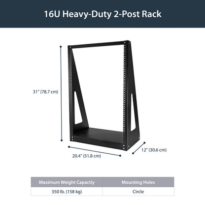 16U OPEN FRAME SERVER RACK 2 POST NETWORK EQUIPMENT RACK