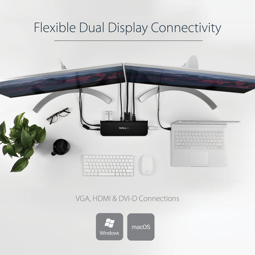 USB 3.0 DOCKING STATION UNIVERSAL DUAL MONITOR HDMI DVI VGA