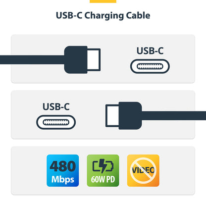 6FT WHITE USB-C CHARGING CABLE 60W PD/RUGGED USB 2.0 CHARGER CORD