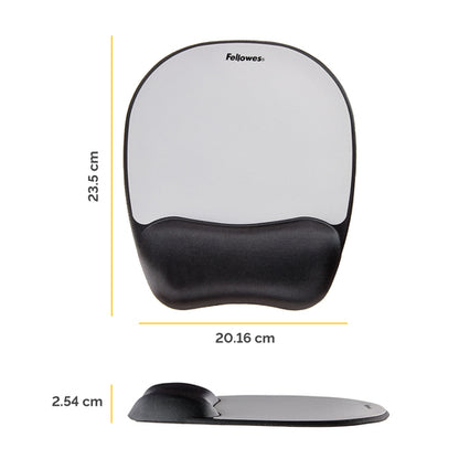 MEMORY FOAM SILVER MOUSE PAD WRIST REST NON SKID BACKING