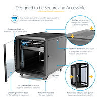 15U SERVER RACK CABINET 4 POST NETWORK EQUIPMENT RACK W/ CASTERS