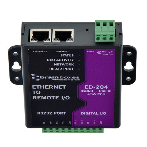ETHERNET 4 DIO + RS232 + SWITCH 4 DIG IN OR OUT+1 RS232+2 ETHERNET