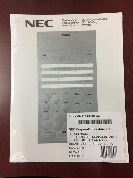 For 24-Button Telephones / Gray (Pkg 25)