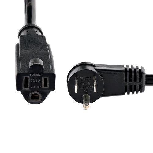 1FT POWER EXTENSION CORD RIGHT ANGLE NEMA 5-15P TO 5-15R FLAT PLUG