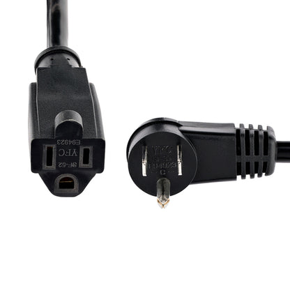 1FT POWER EXTENSION CORD RIGHT ANGLE NEMA 5-15P TO 5-15R FLAT PLUG