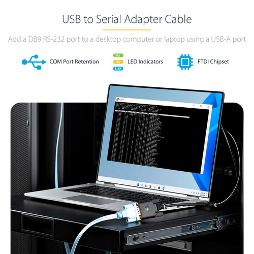 10FT USB TO SERIAL CABLE - USB TO DB9 RS232 ADAPTER