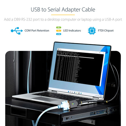 10FT USB TO SERIAL CABLE - USB TO DB9 RS232 ADAPTER
