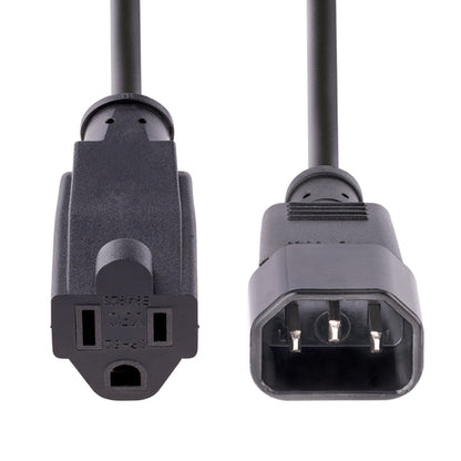 1FT COMPUTER POWER CORD C14 TO NEMA 5-15R AC POWER MONITOR CABLE