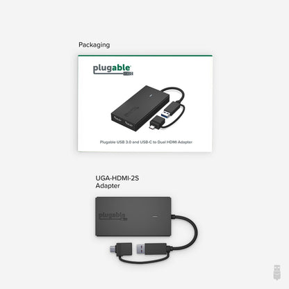 PLUGABLE USBC - HDMI ADAPTER DUAL MONITOR VIDEO GRAPHICS ADAPTER