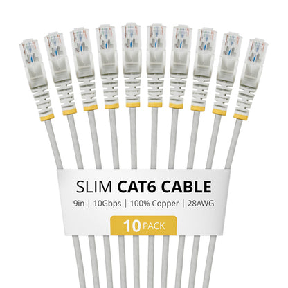 SLIM CAT6 CABLE 10 PACK GRAY SLIM SNAGLESS RJ45 UTP PATCH CABLE (N6PAT9INGRS10PK)