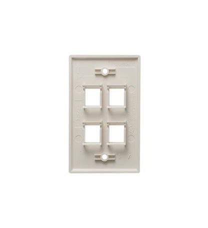 FACEPLATE, FLAT, 1-GANG, 4-PORT, IVORY