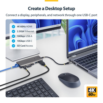 USB-C TO HDMI MULTIPORT HUB - 140W PD 4K 60HZ 2.5GBE SD SLOT