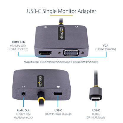 USB C VIDEO ADAPTER CONVERTER W/ HDMI VGA - MULTI DISPLAY DONGLE
