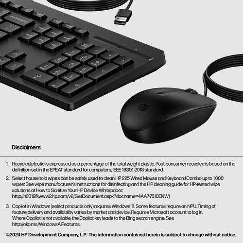 HP 225 WIRED MOUSE AND KB G2 (AX2Y7AA#ABA)