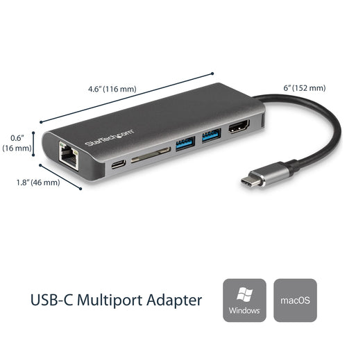 USB C MULTIPORT ADAPTER 60W PD 4K HDMI USB HUB MINI TRAVEL DOCK