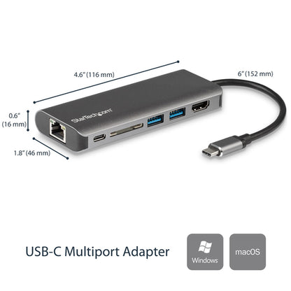 USB C MULTIPORT ADAPTER 60W PD 4K HDMI USB HUB MINI TRAVEL DOCK