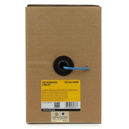 1000FT BLUE CAT5E CABLE PLENUM BULK SOLID WIRE ETHERNET RJ45 SPOOL