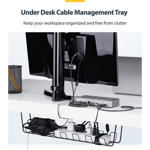 UNDER DESK CABLE MANAGEMENT - BASKET STYLE CABLE ORGANIZER TRAY