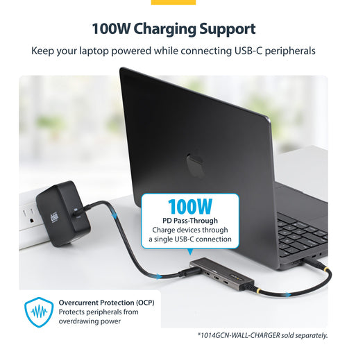 4-PORT USB-C HUB 10GBPS - 100W PD CHARGING 4X USB-C PORTS