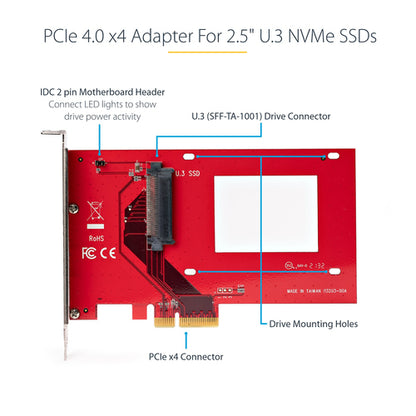 U.3 TO PCIE ADAPTER CARD - PCI EXPRESS 4.0 U.3 NVME SSDS